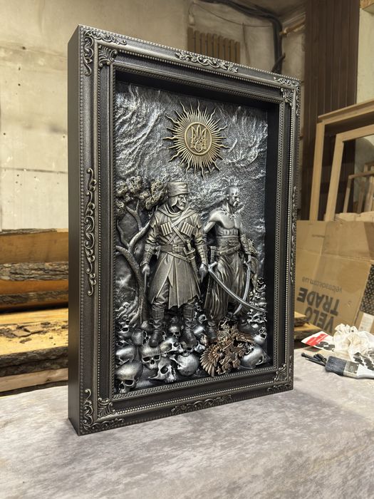 Картина Козак і Воїн • дерев’яний рельєф • авторська робота