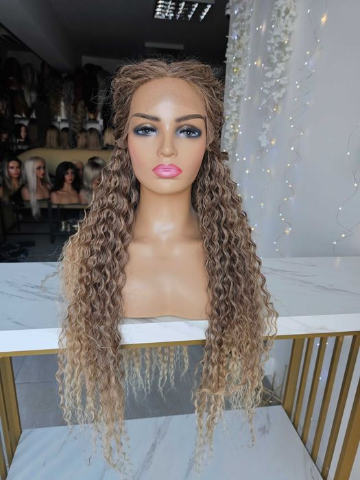 Peruka premium Madison afroloki, naturalny ciemny blond