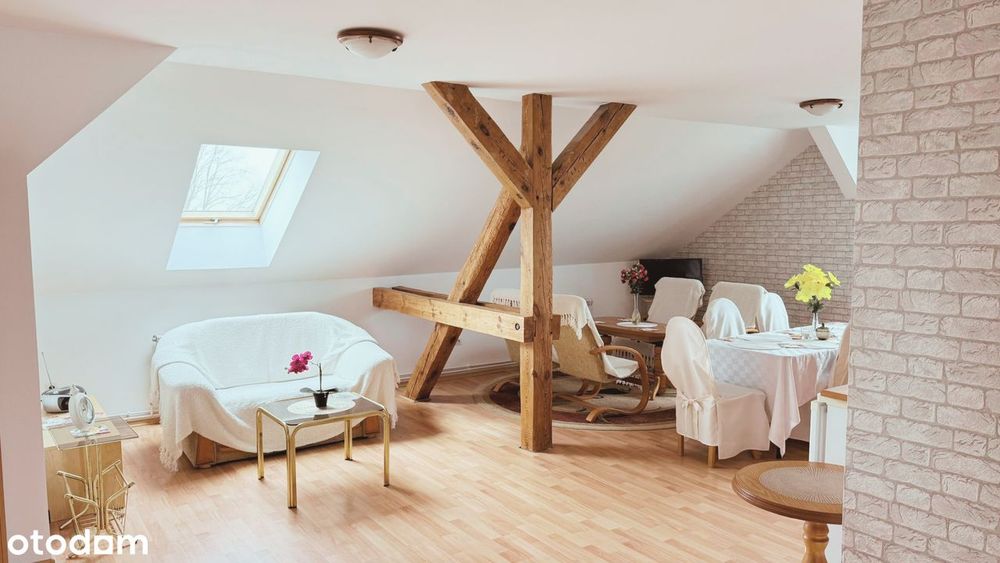Mieszkanie 73,81 m² na poddaszu kamienicy | 3 pokoje | belki, skosy
