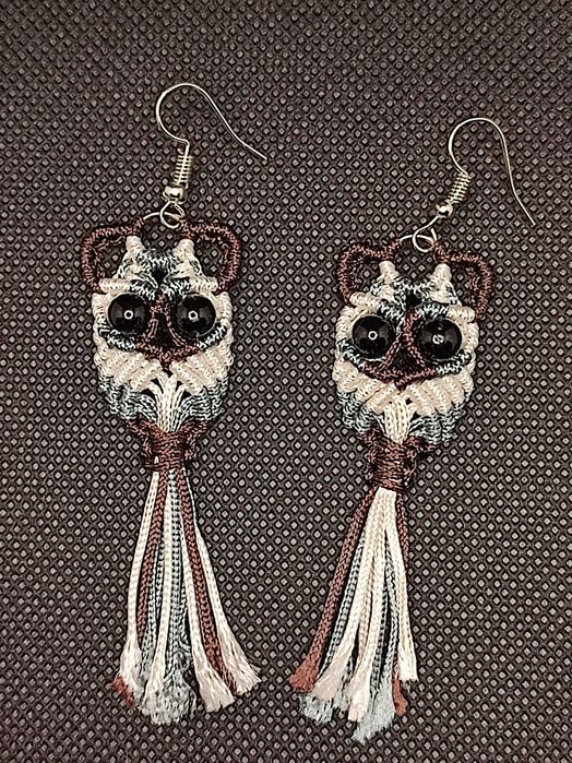Kolczyki sówki makrama