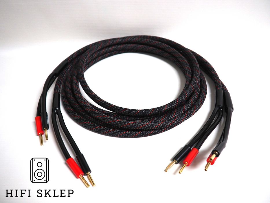 Melodika 4mm2 Kabel głośnikowy 2x2m -kolor Race -konfekcja hifisklep