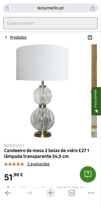 Candeeiro de mesa 2 bolas de vidro