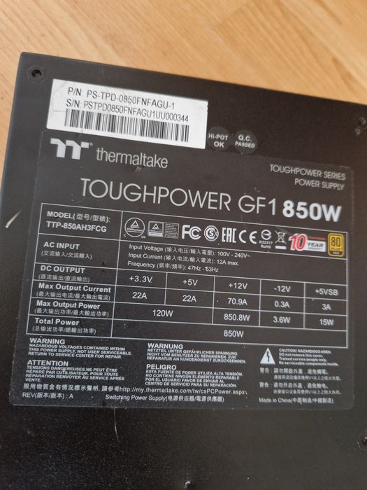 Thermaltake 850W 80 PLUS GOLD Якісний модульний брендовий Блок живлення
