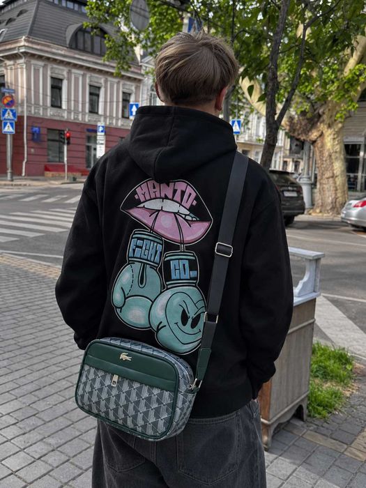 Черное Худи MANTO Vertical / Толстовка Чорна МАНТО Большой Принт / XS S M L XL