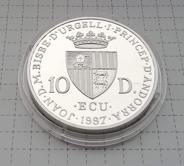 АНДОРРА. 10 дінерів 1997р. Себастьян Бах. СРІБЛО. ПРУФ! Сертифікат!