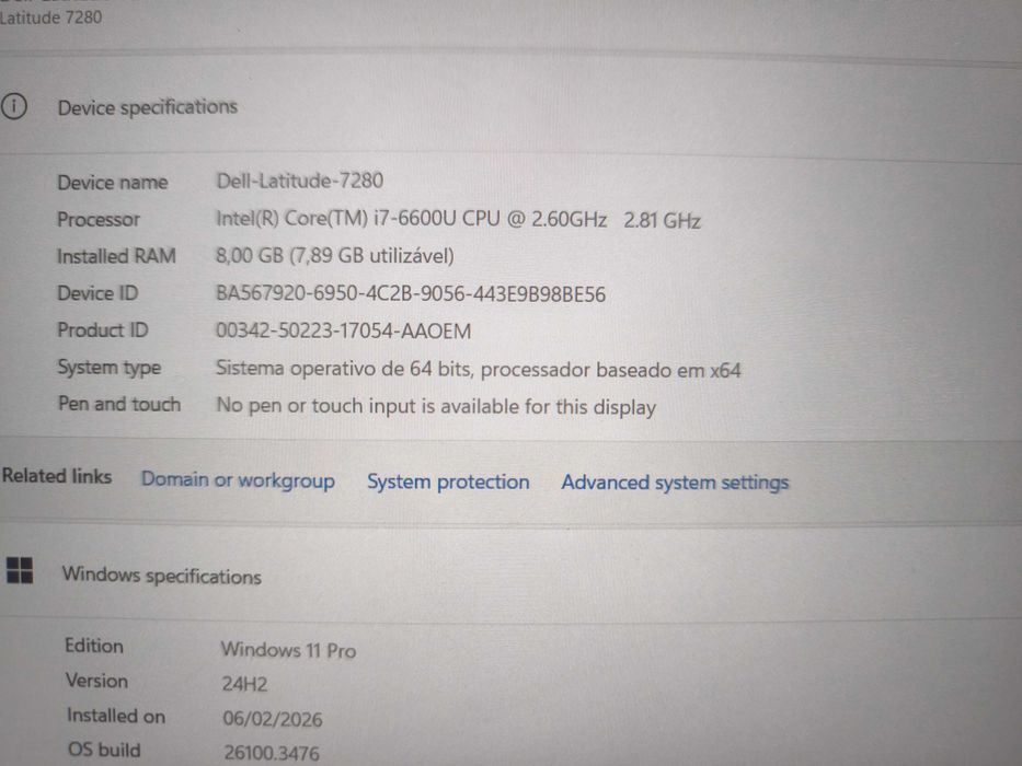 DELL Latitude 7280 i7 256GB 8GB RAM FullHD # bateria NOVA