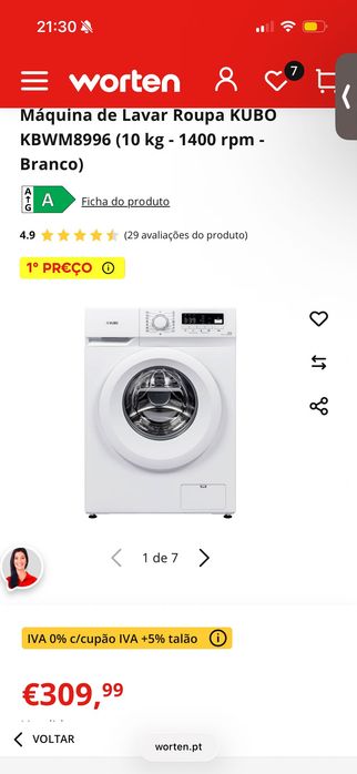 máquina de lavar roupa; idade só 7 mêses