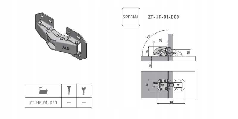 4 x ZAWIAS MEBLOWY PUSZKOWY bez wiercenia otworów bez puszkowy