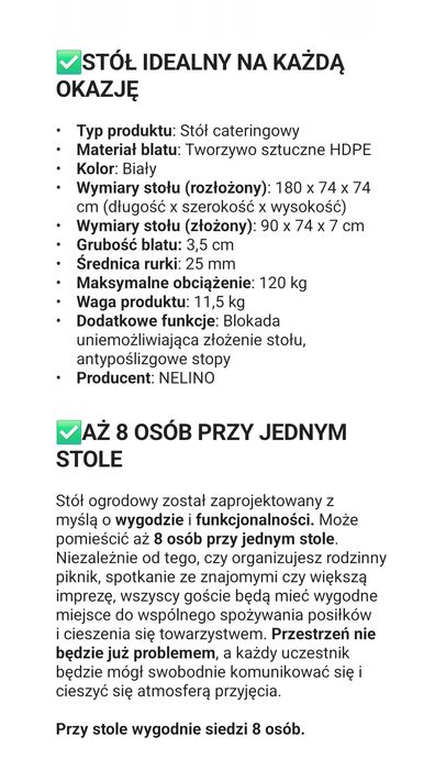 Stół składany dla 8 osób!