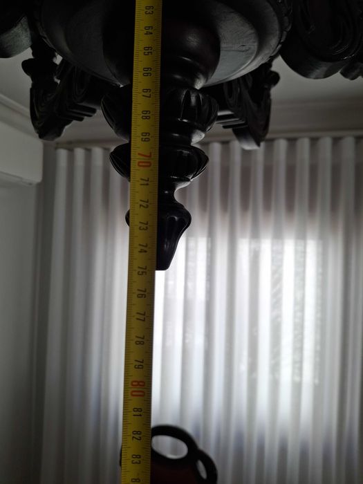 Candeeiro Teto Madeira Maciça 6 Braços