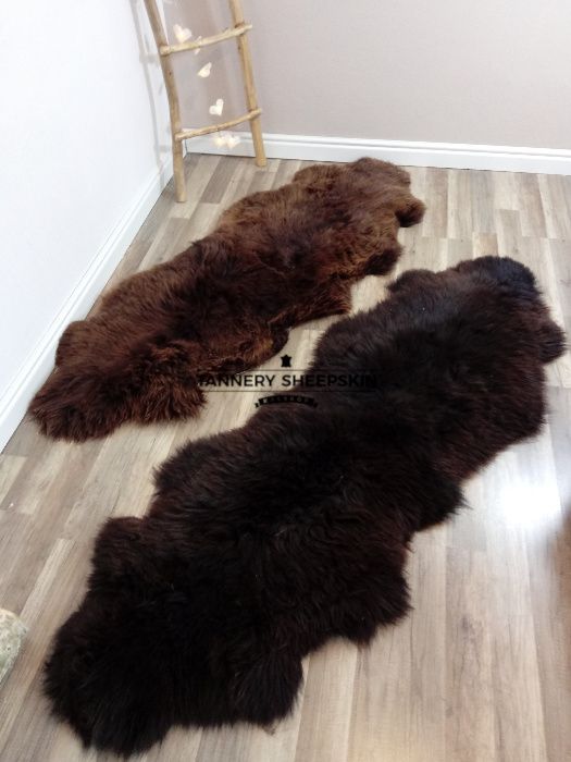 Dywan Dwójka Skóry Owcze Brąz  Skóra Owcza Naturalna Narzuta