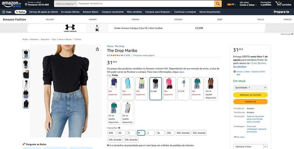 The Drop Mariko de cor preta Tam M (160)