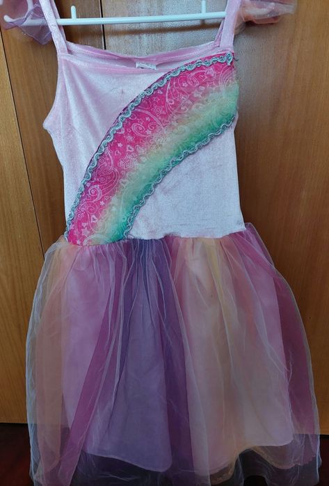 Vestido unicórnio arco íris menina 10-12 anos