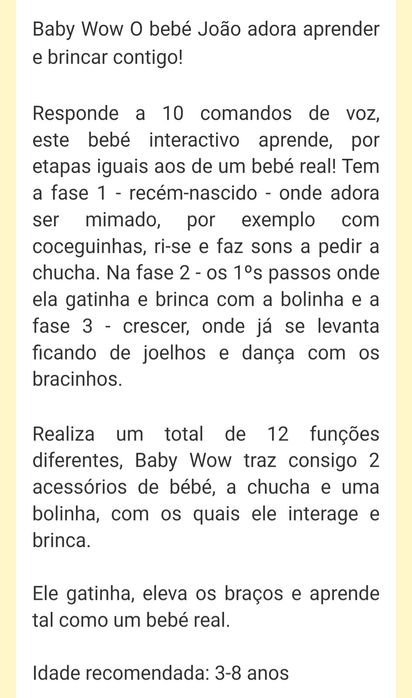 Boneco bebé João Multifunções