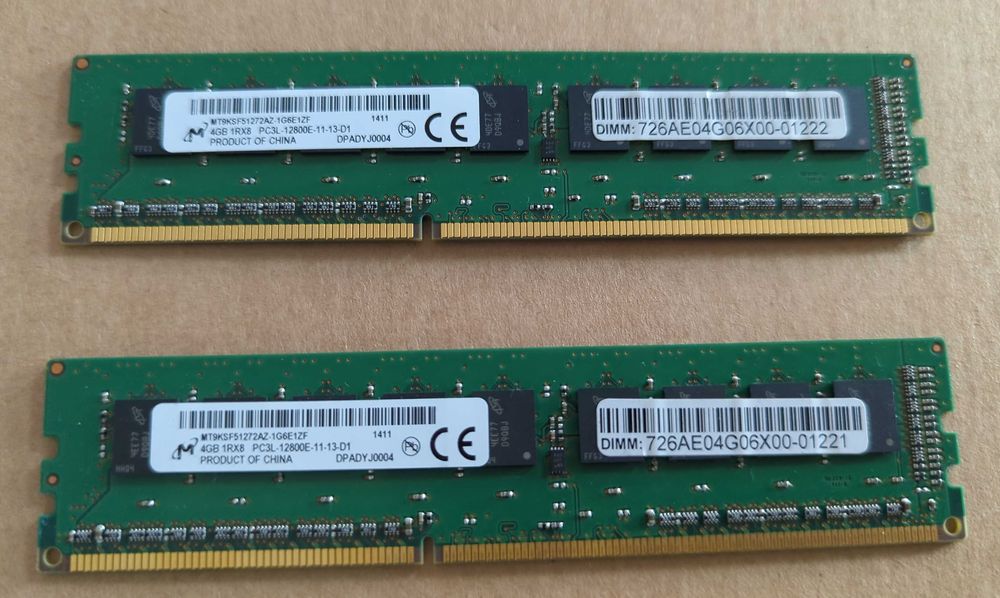 Pamięć RAM DDR3 ECC PC3L-12800E 2x4GB oraz 2x2GB