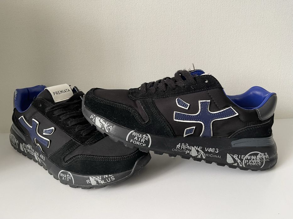 Чоловічі кросівки Premiata Mick Black Blue made in Italy