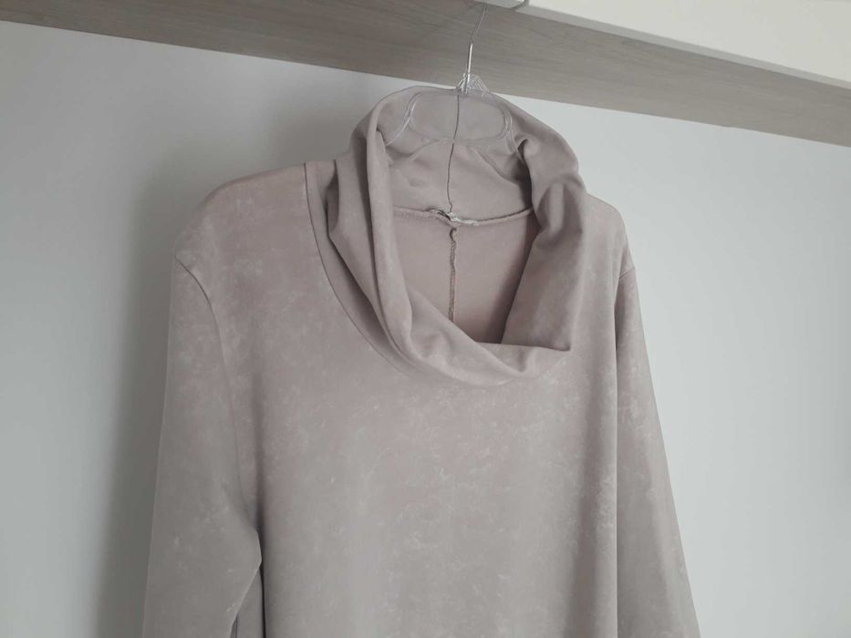 Włoska tunika sukienka dresówka bombka cieniowana pudrowy róż beż M/L