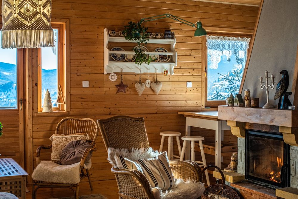 Domek chatka w górach z balią  widok Babia Góra Beskidy wakacje