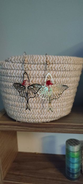 Alternative fairycore wiszące kolczyki motyle handmade