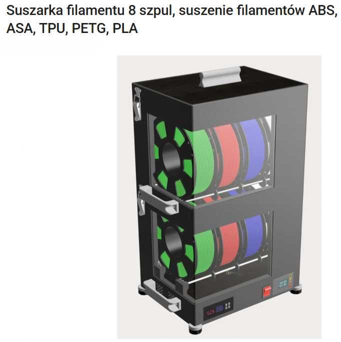 Suszarka filamentu 8 szpul, suszenie filamentów