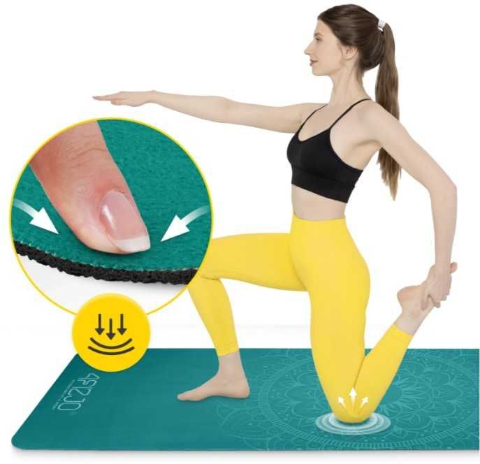 MATA DO ĆWICZEŃ ZAMSZOWA do jogi pilatesu 183 x 61 x 0,15cm 4FIZJO ZIE