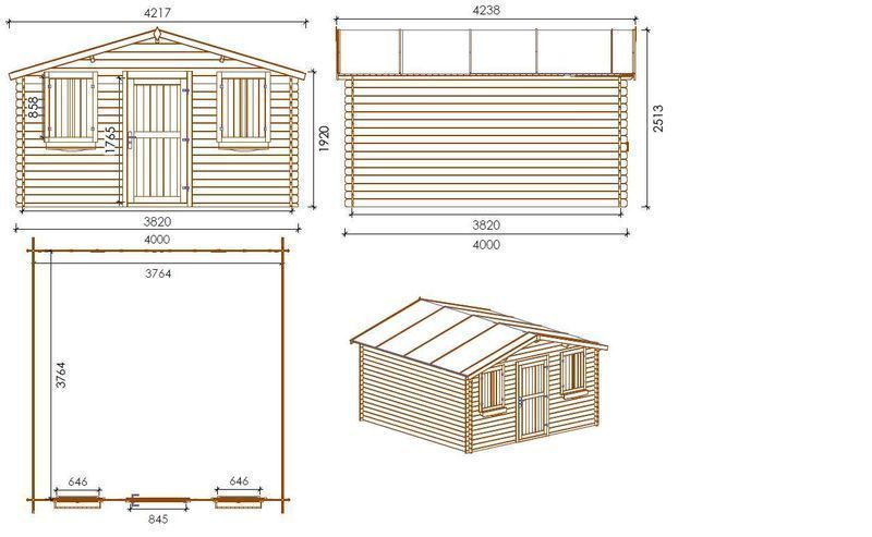 Drewniany domek ogrodowy narzędziowy altanka 4x4 m 16m2 DOM144