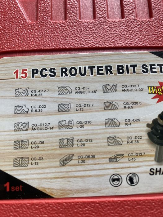 Zestaw Frezy do drewna  15 frezow