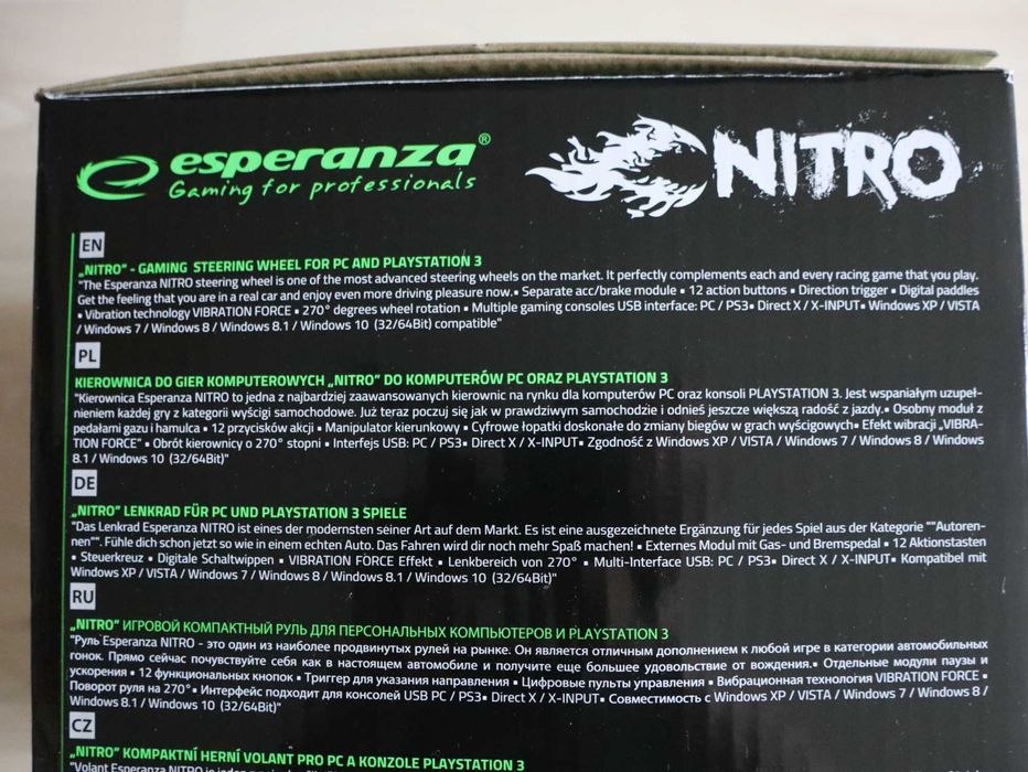 Nowa kierownica i pedały do gier Esperanza NITRO PC PS3 270° EGW102