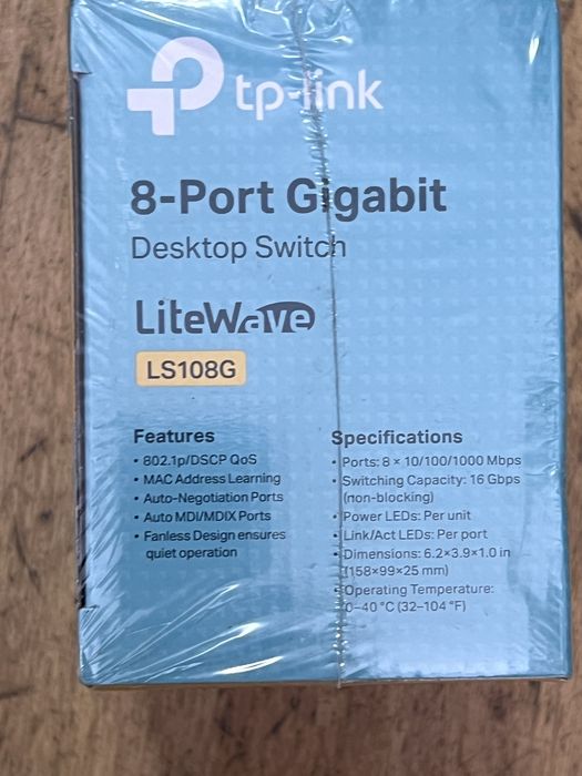 Switch TP-Link LS108G 8 Portas Gigabit (Novo/Selado)