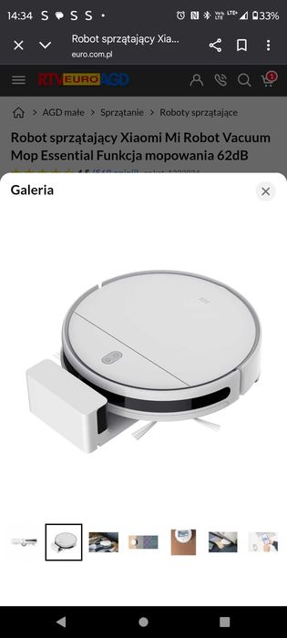 Robot sprzątający Xiaomi Mi Robot Vacuum Funkcja mopowania 62dB