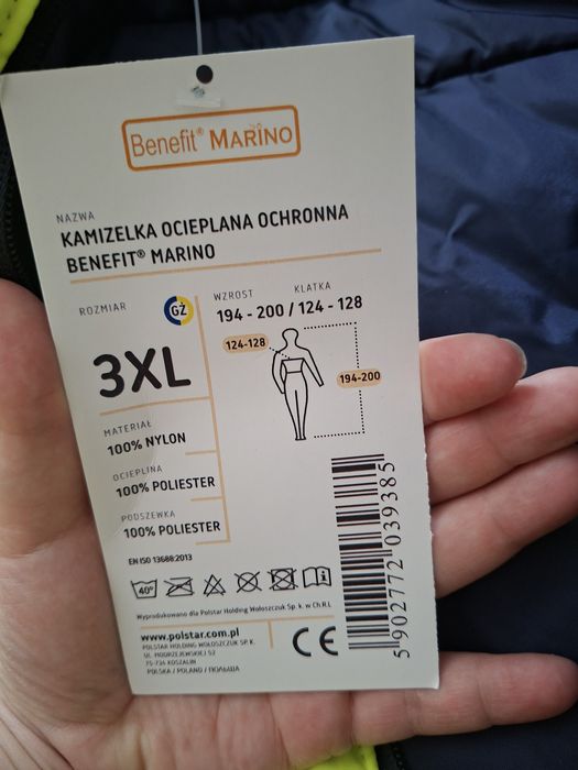 Kamizelka bezrękawnik 3XL ocieplana Benefit Marino
