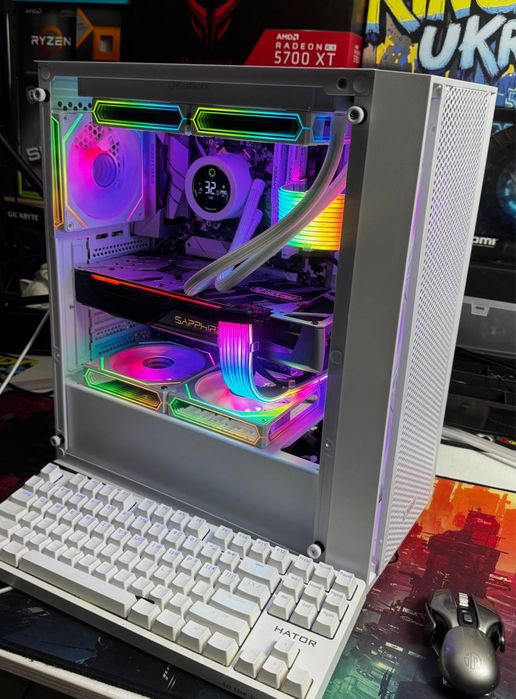 Білий ігровий компʼютер||Ryzen 5 5500||RX5700XT||ОЗУ 16gb||m2 512gb