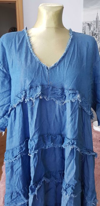 Nowa boho asymetryczna sukienka oversize a'la jeansowa