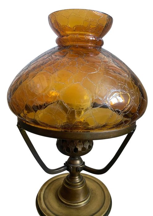 PRL: Stołowa Gabinetowa Lampa z Kloszem Retro