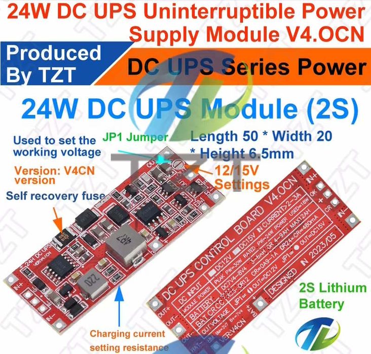 Червона Плата ДБЖ UPS 24Вт 2S безперебійник для роутера 18650 21700