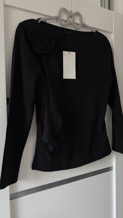 Zara nowa z metką bluzka longsleeve aplikacja kwiat 3D M L XL classic