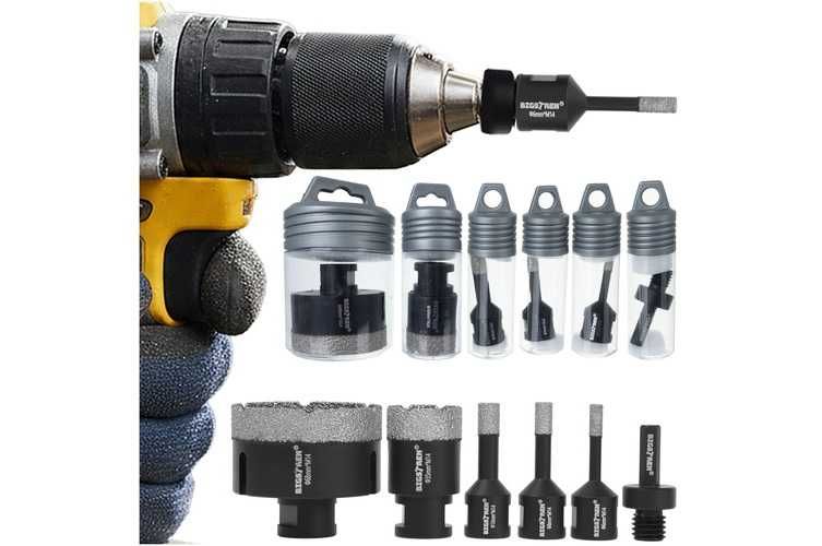 Zestaw otwornic OTWORNICE DIAMENTOWE 6–68 mm adapter do GRESU CERAMIKI