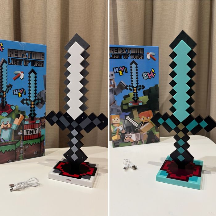 Меч діамантовий світловий Minecraft Майнкрафт інтерактивний алмазний