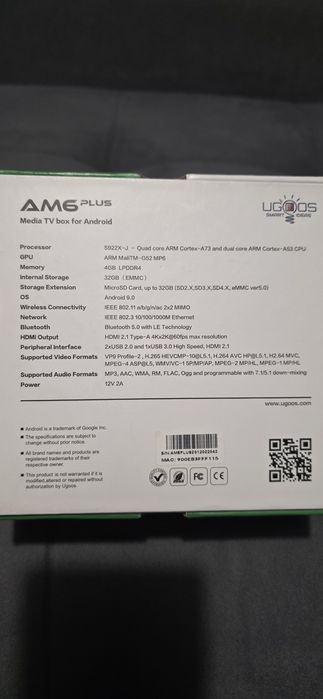 ТВ медіа-приставка Ugoos AM6 Plus 4/32gb.