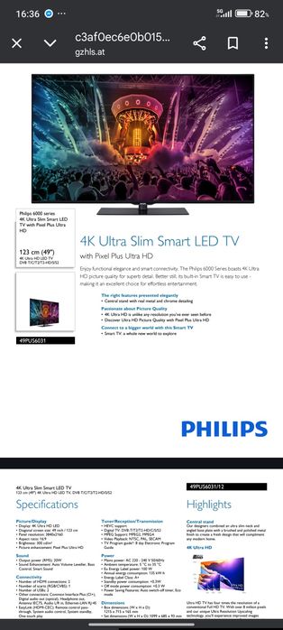 Smart TV  Led Philips UHD/4K ultra fina