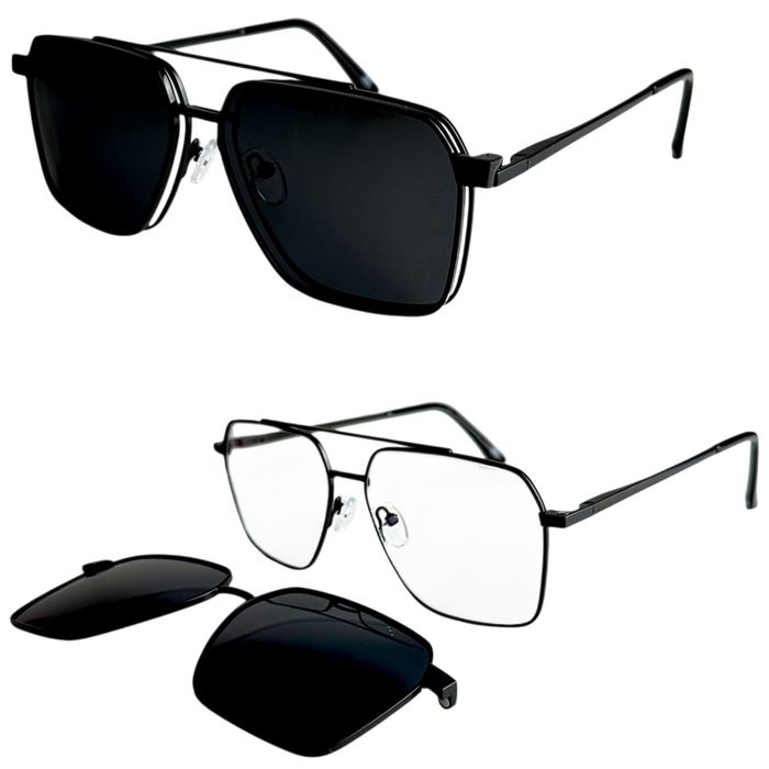 Okulary Męskie Aviator Blue Light Z Nakładką Słoneczną Polaryzacyjne