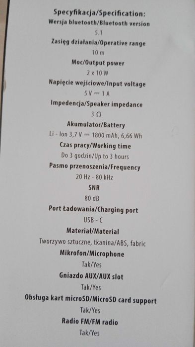 FOREVER Sonicwave, przenośny głośnik LED Bluetooth, 2x10 W