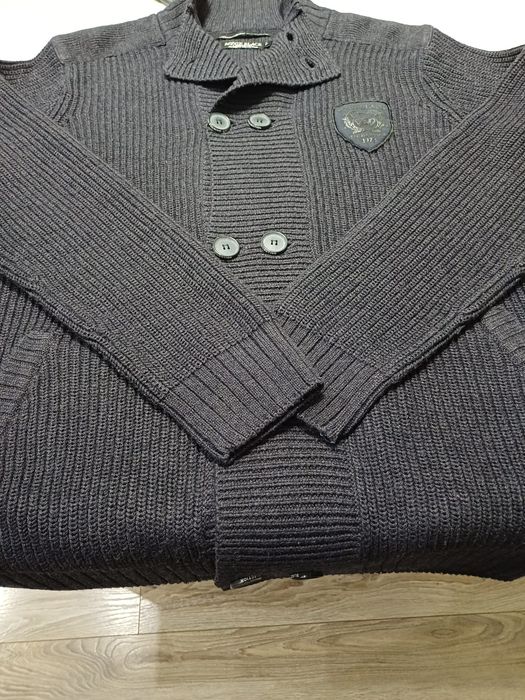 Męski sweterek dwurzędowe guziki Premium MZGZ Black rozm 2XL.