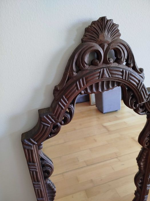 Antigo e elegante Espelho, madeira maciça