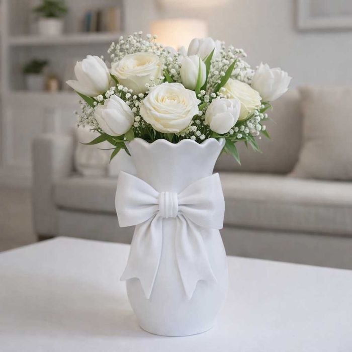 Dekoracyjny wazon z kokardą - różne kolory