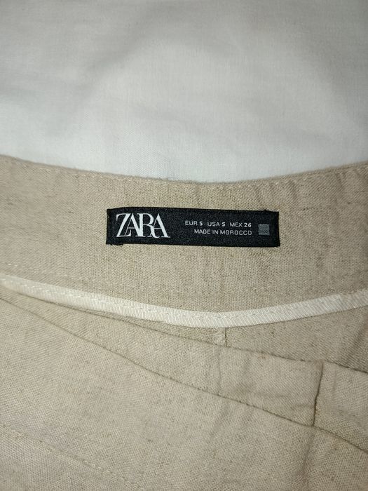 ZARA Calças / Pants Wide Leg Linen Blend Bege Beige – Size/Tamanho S