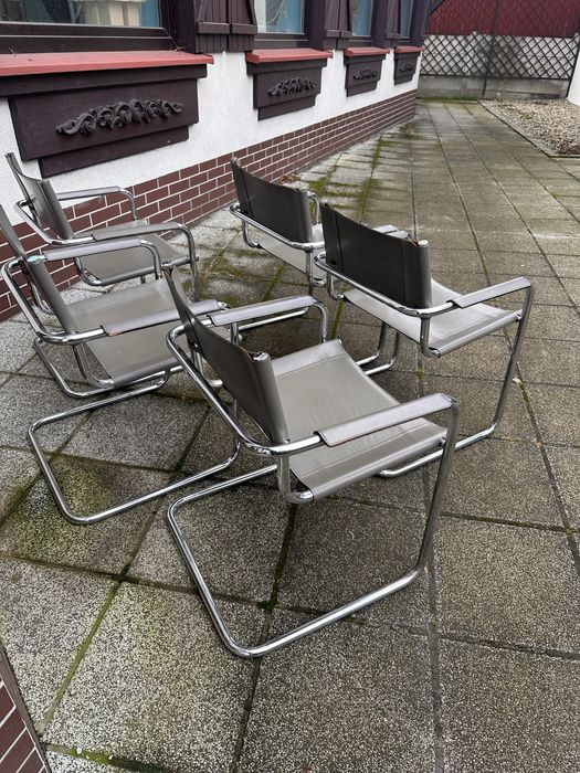 *rezerwacja*Bauhaus krzeslo Mart Stam S34 skóra ciepły szary