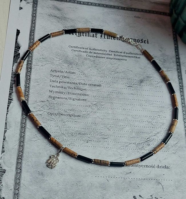 Jaspis  Onyks  Naszyjnik męski  Zawieszka RAK