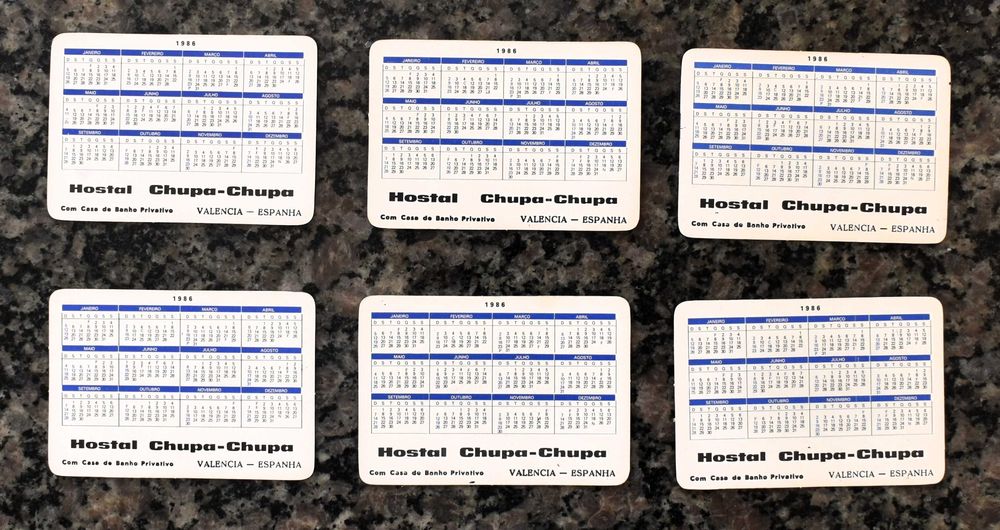 Lote de 15 Calendários "Hostel Chupa-Chupa" Antigos/Vintage (Adultos)