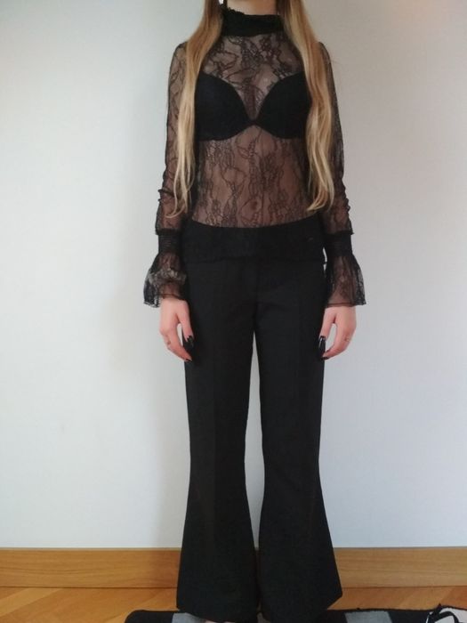 Bluzki czarne S koronka